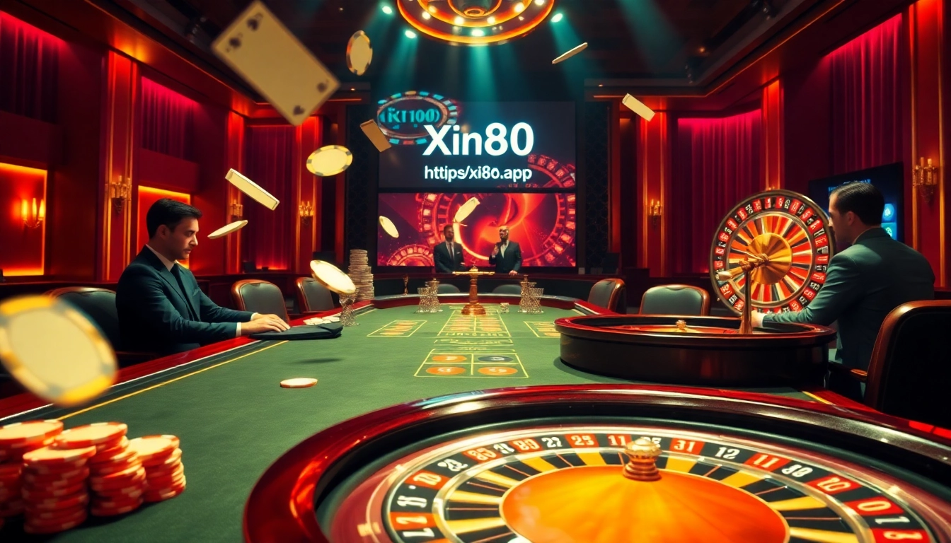 Experience thrilling gameplay at https://xin88ac.app/ with a luxurious casino scene featuring a roulette wheel and poker chips.