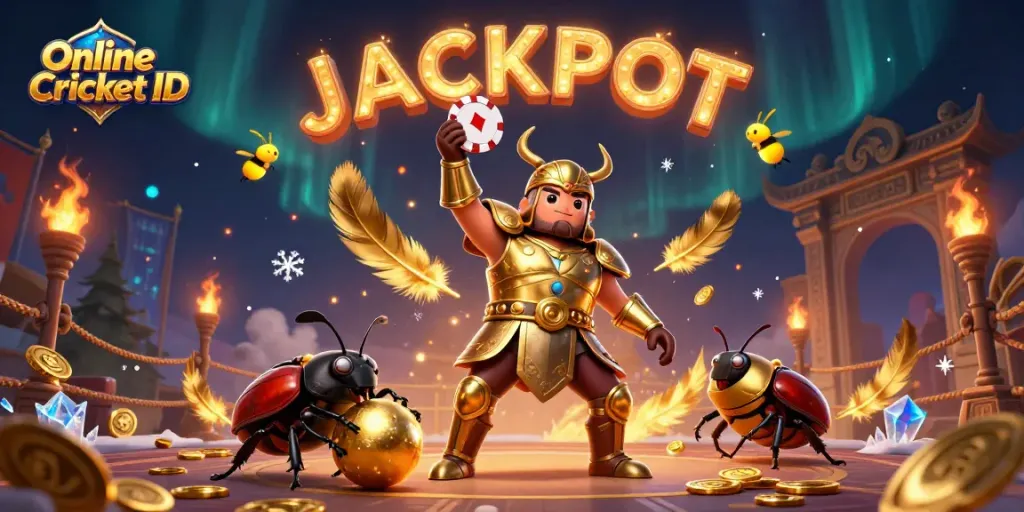 Engage with your Online Cricket ID as a winning beetle in armor celebrates and fireflies signal excitement
