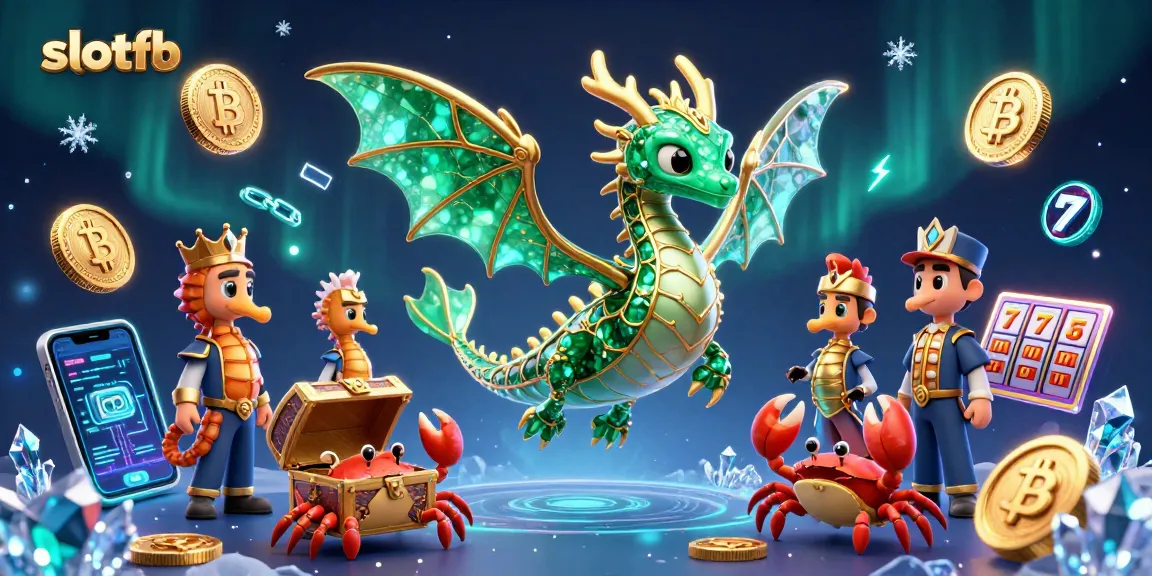 Experience thrilling games with slotfb, showcasing a vibrant scene of digital treasures, jackpot symbols, and aquatic characters.