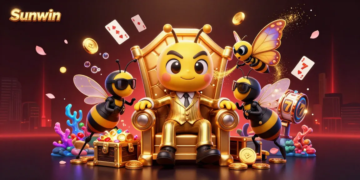 Experience vibrant casino excitement with Sunwin's dynamic 3D illustration featuring gameplay elements.