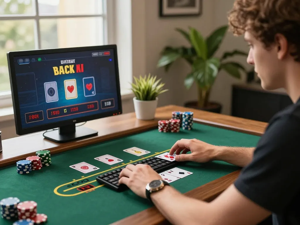Engaging online blackjack gameplay on 9bet with cards and chips visible, creating excitement