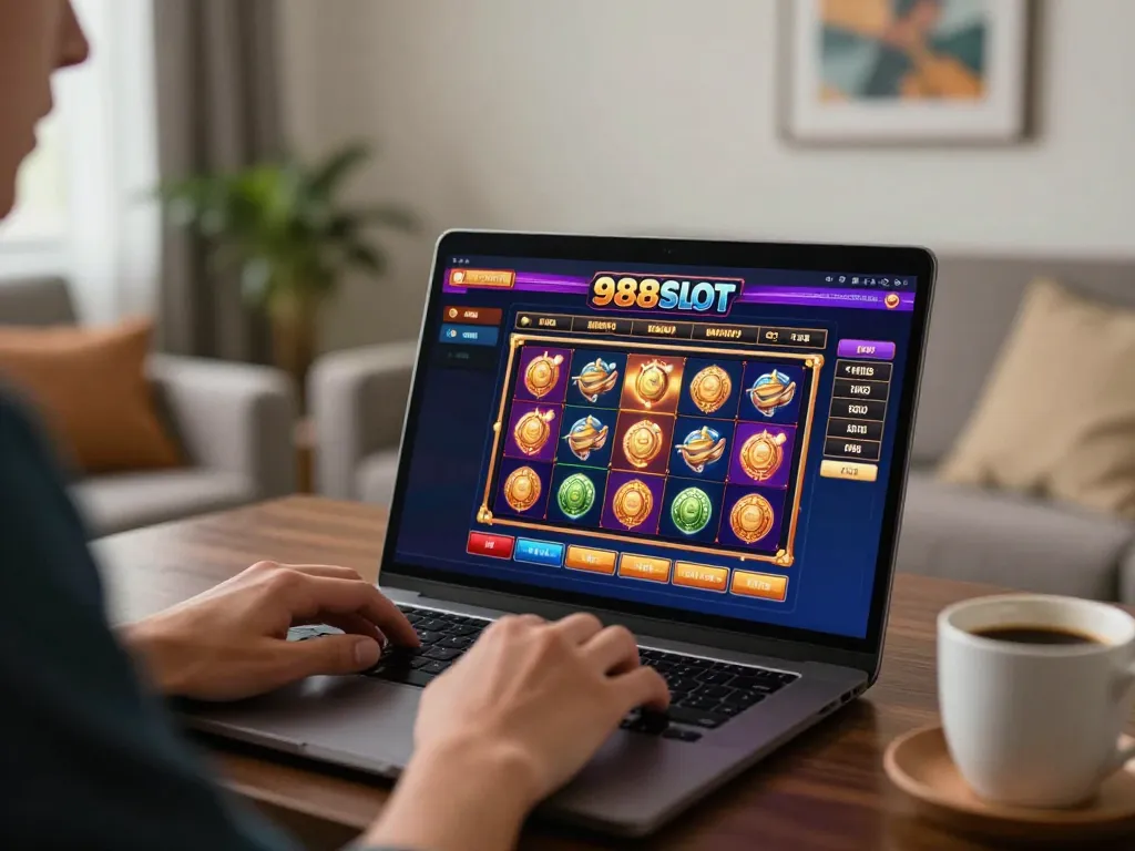 Playing thrilling games on 988slot online platform from the comfort of home.