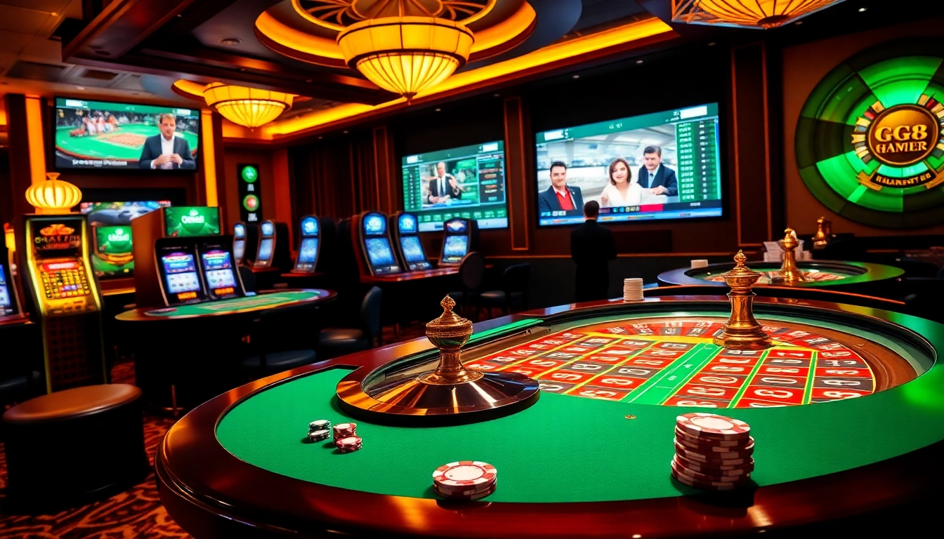 Experience gaming excitement at GG88 with vibrant casino tables and engaging players.