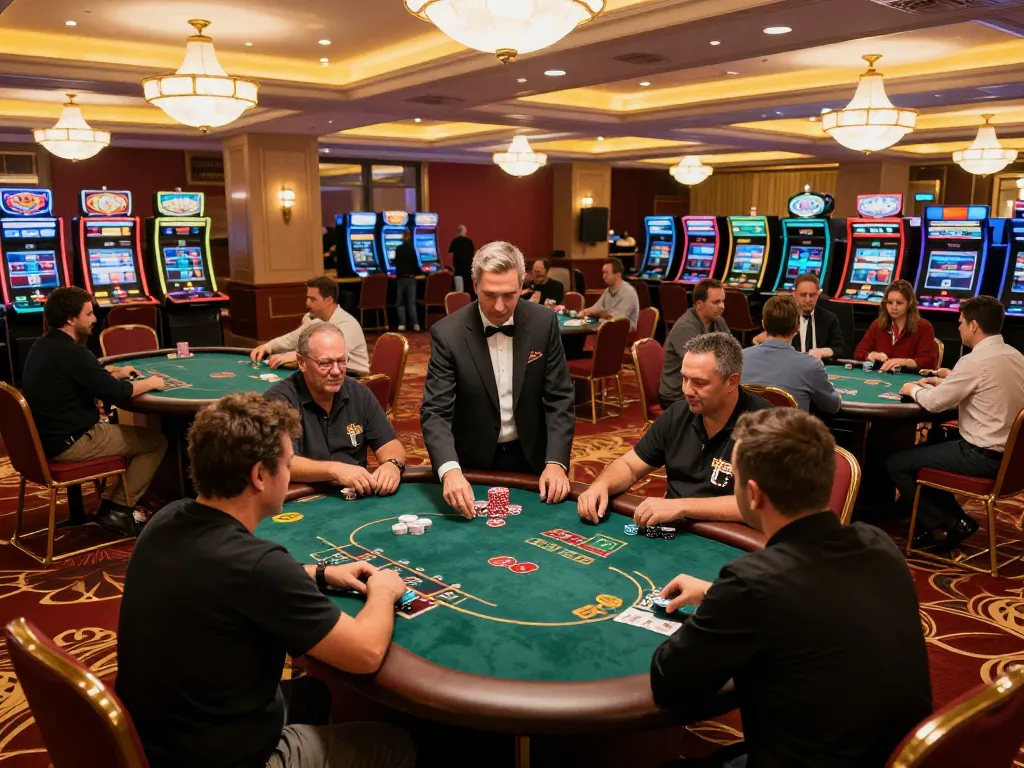 Engaged players at nhà cái tr88 poker tables enjoying a vibrant casino night