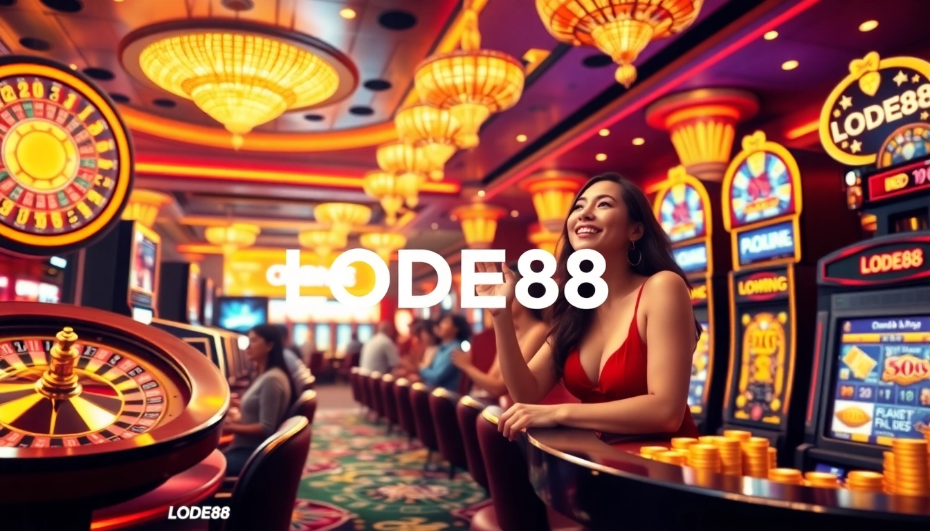 Experience the excitement of LODE88 with vibrant casino elements and engaged players.