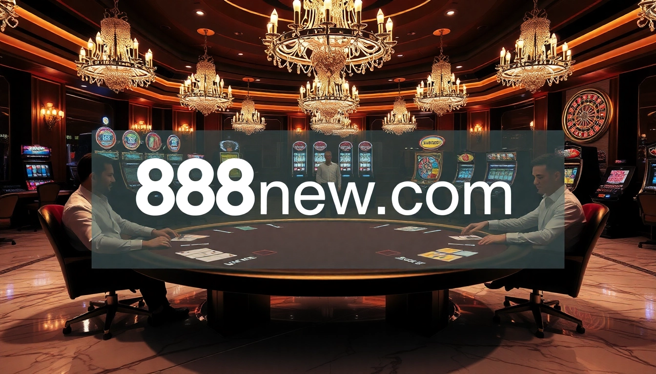 Exciting poker game at 888new.com with players and vibrant betting chips.