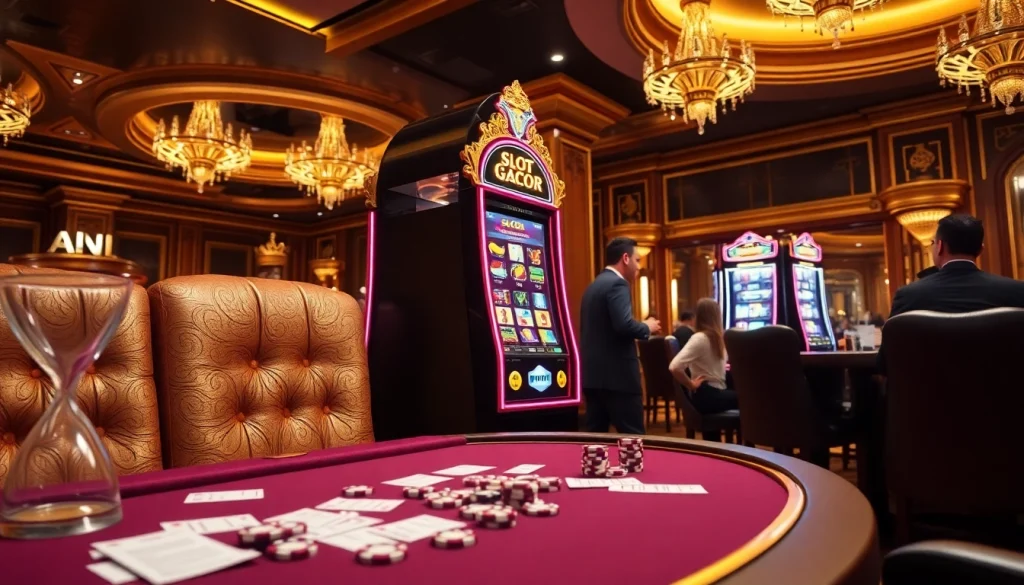 Experience excitement at the Slot Gacor machine in a luxurious casino setting.