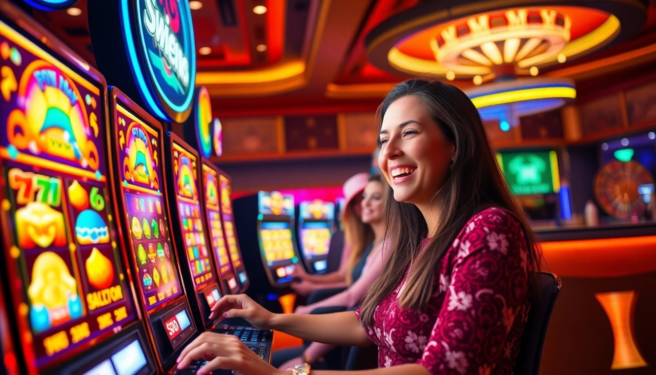 Experience the thrill of slot demo games with vibrant machines and casino excitement.