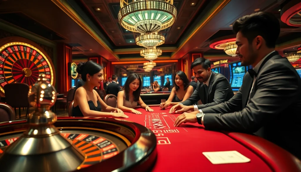 Pahala4d enhancing excitement at a luxurious casino table surrounded by eager players.