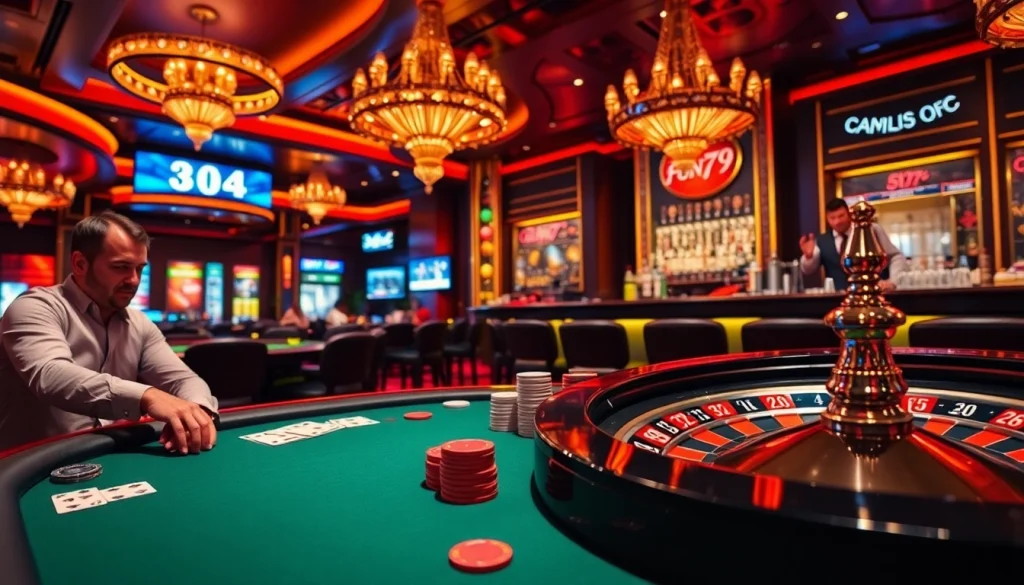 Experience thrilling poker action at fun79 with vibrant casino tables and professional players.