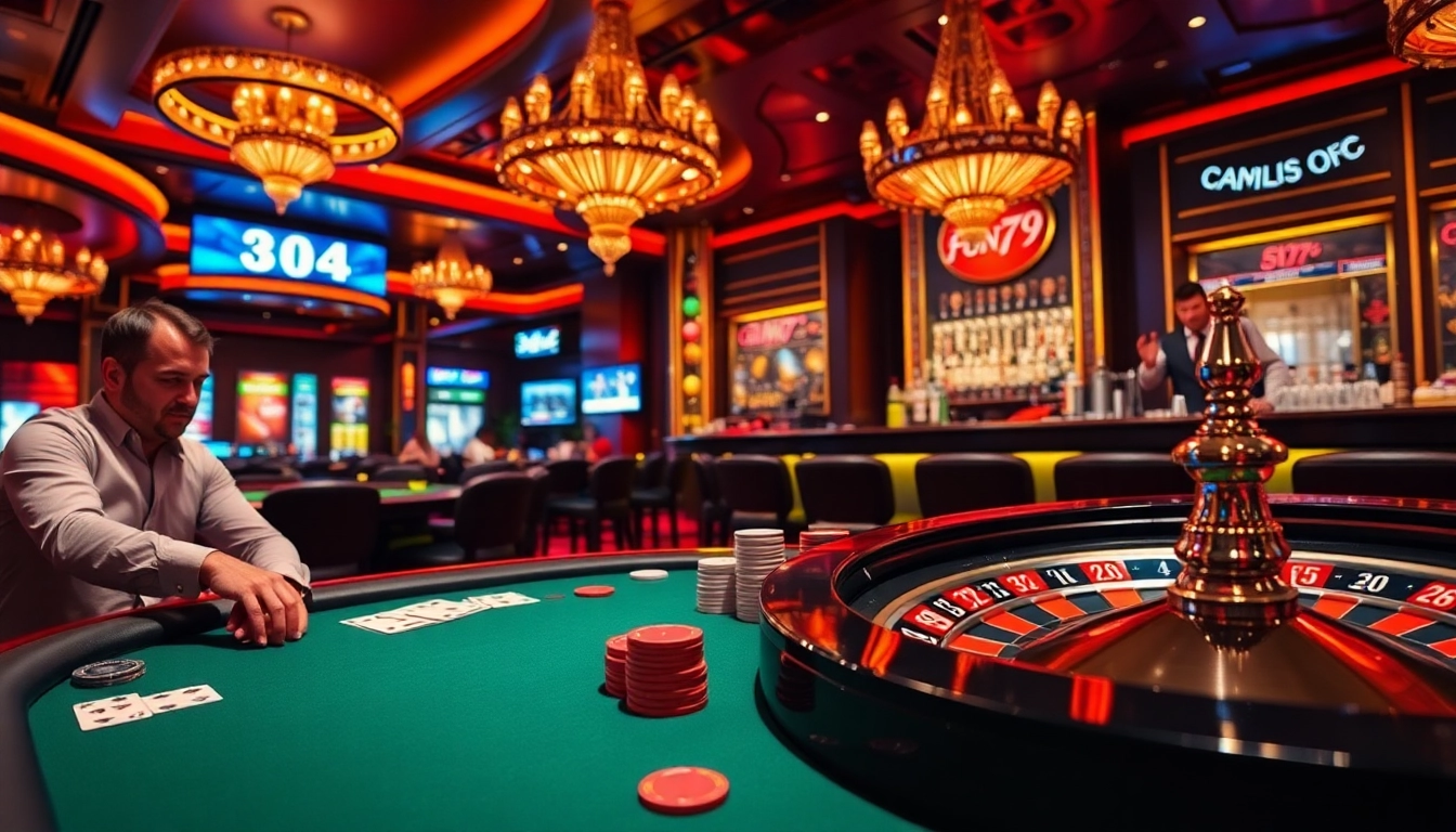 Experience thrilling poker action at fun79 with vibrant casino tables and professional players.