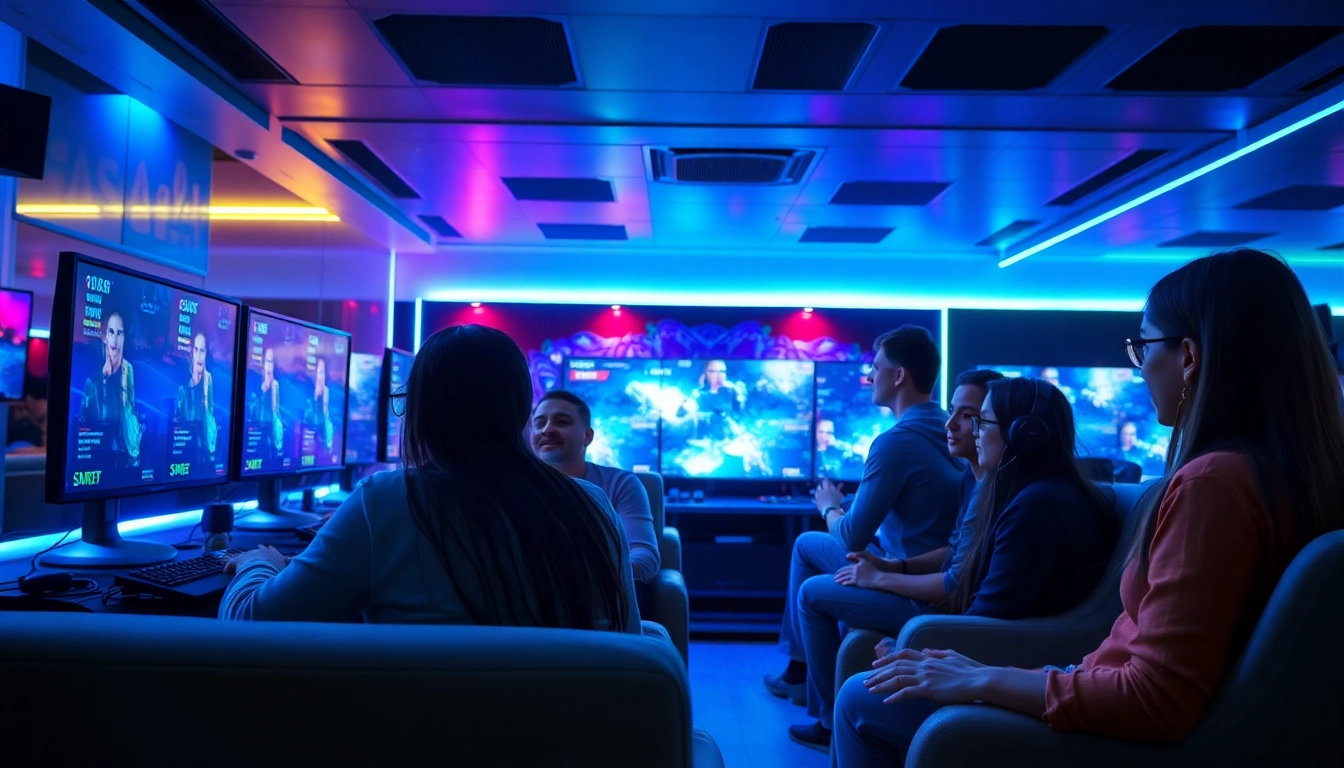 Exciting gaming session at 8day with diverse players in a vibrant lounge.