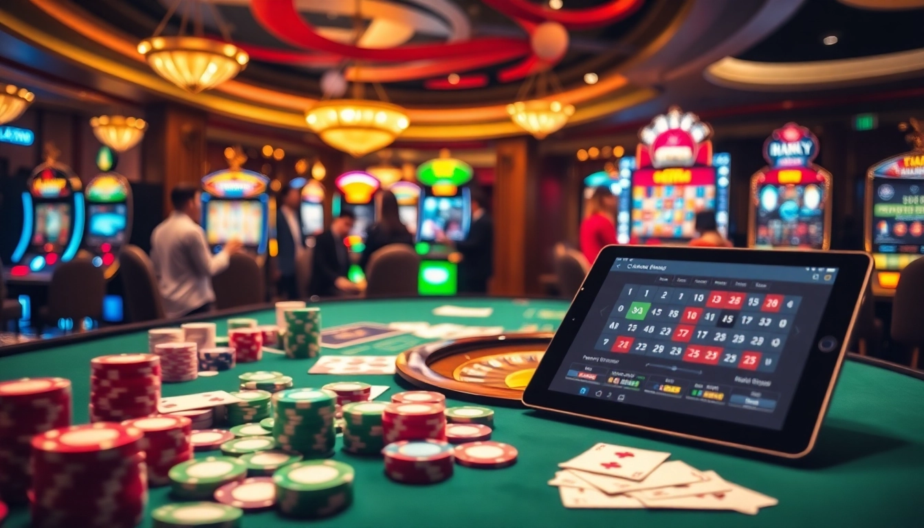 Action-packed gaming at 58win's luxurious casino tables with vibrant poker chips and exciting slots.