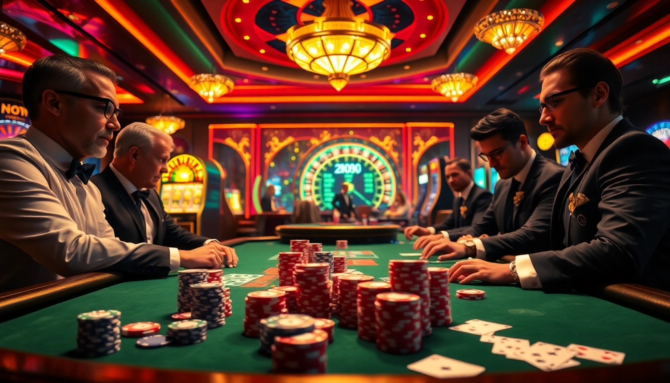 Experience intense gameplay with ee88 at a luxurious poker table filled with chips and cards.