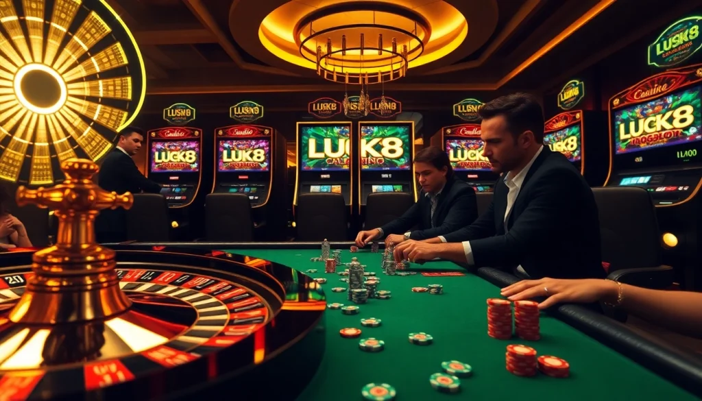 Experience the excitement of LUCK8 with an engaging scene of upscale casino gaming.