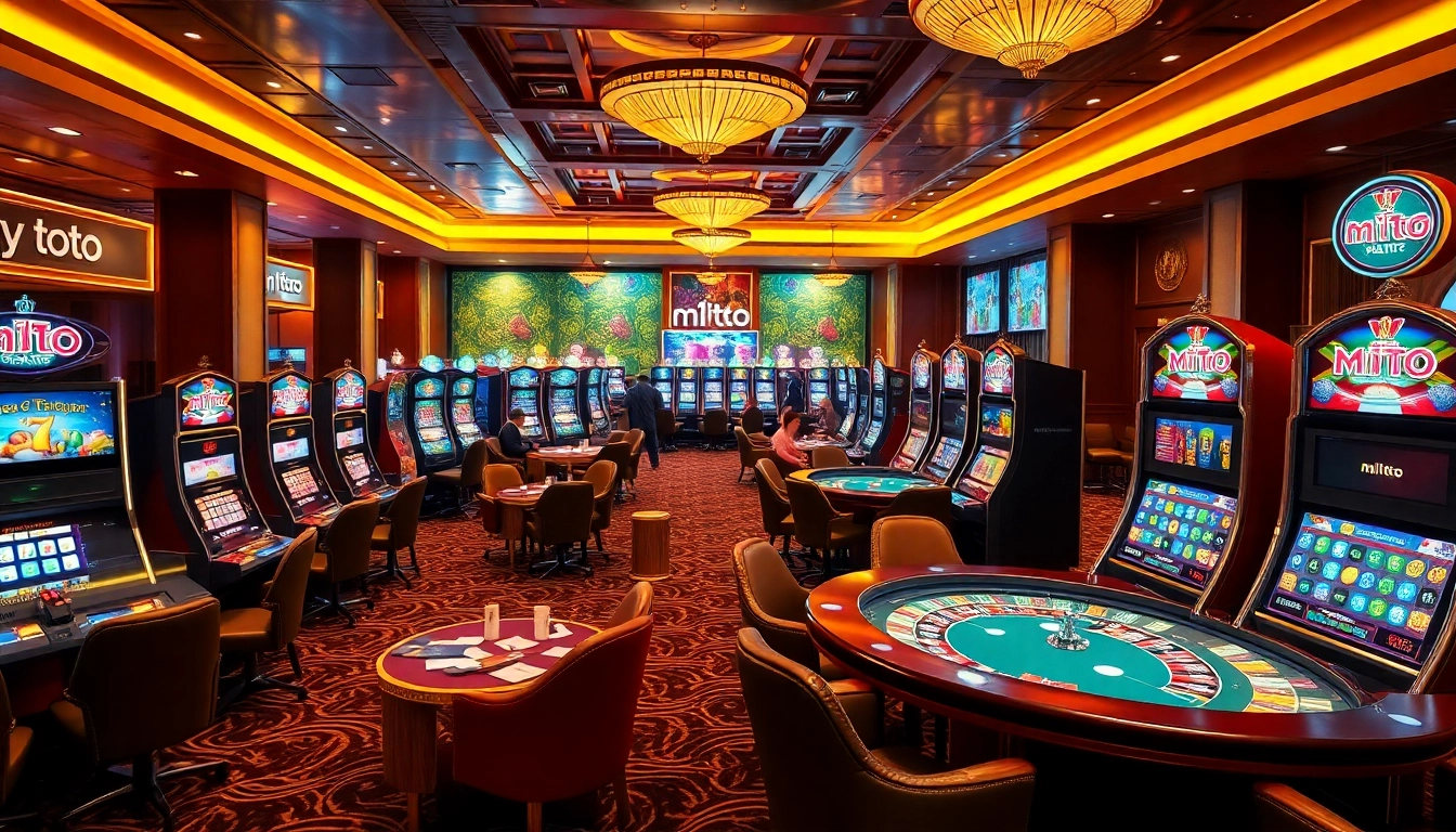 Nikmati permainan seru di m1toto dengan mesin slot yang berwarna-warni dan dekorasi kasino yang elegan.