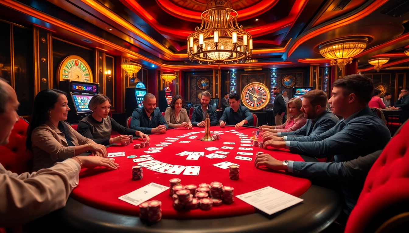 Play poker at a luxurious table in a 7M casino scene showcasing vibrant chips and cards.