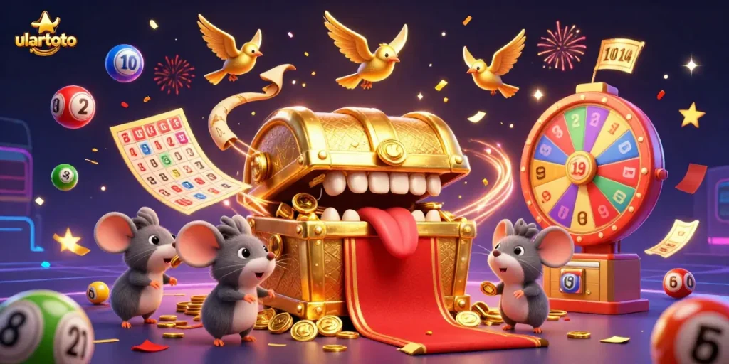 Menangkan hadiah menarik dengan ulartoto dan bola lotere berwarna-warni yang meluncur dinamis.
