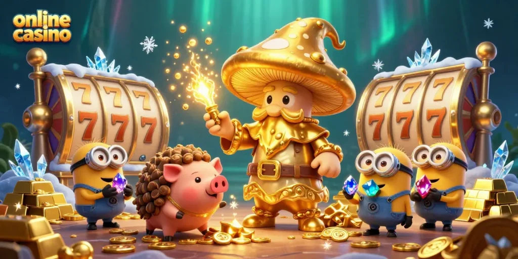 Engage with the vibrant online casino world featuring magical characters and exciting slot reels.